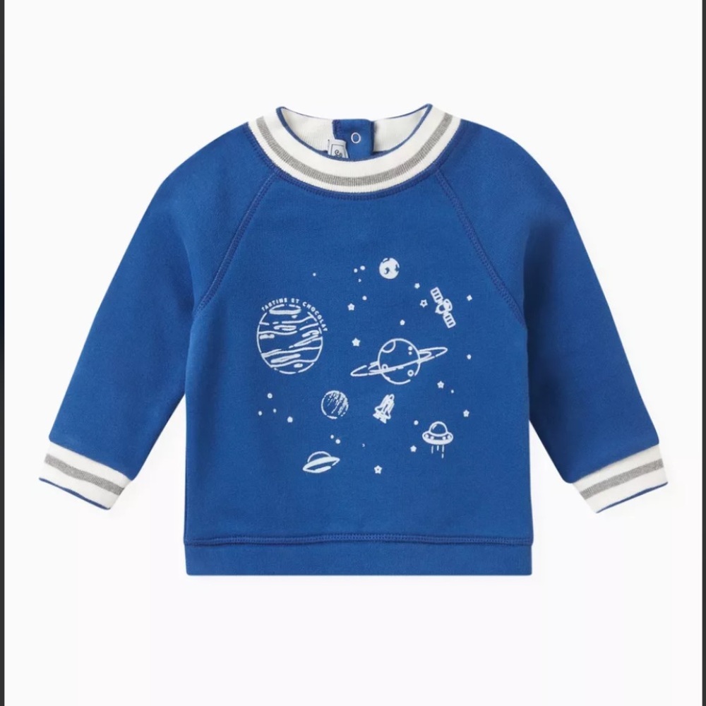 Tartine et Chocolat Blue Cosmic Kids Sweatshirt, Size 4A